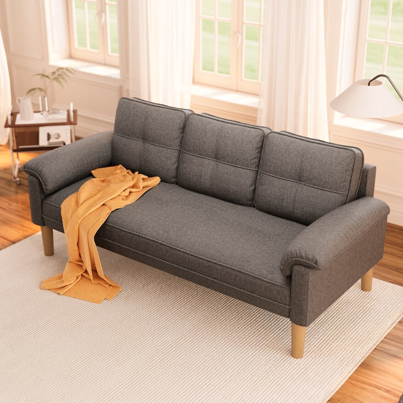 3-Seater Modern Upholstered Sofa, Convertible Sofa, Sofa Bed with Sturdy Wooden Legs for Living Room