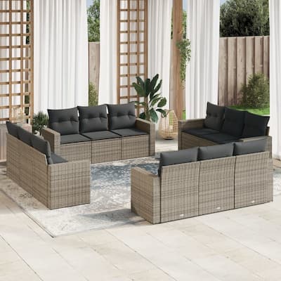 vidaXL Garden Sofa Set Grey PE Rattan Large Modular Garden Sofa Set - 24.4 x 25.8 x 27.2