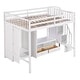 preview thumbnail 15 of 18, Multi-Functional Full Size Loft Bed Frame with Wardrobe, Low Storage Table and Storage Staircase, Health & Safe