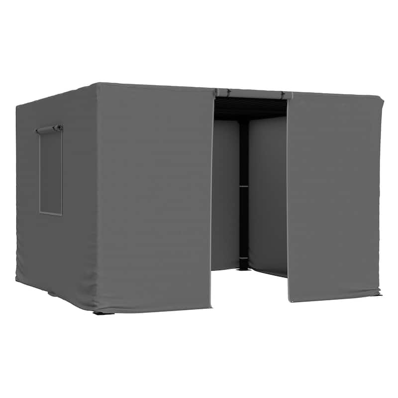 EROMMY Waterproof Pergola Winter Cover with Sidewalls, Mesh Windows and Roll-Up Door, All-Season Weather Enclosure