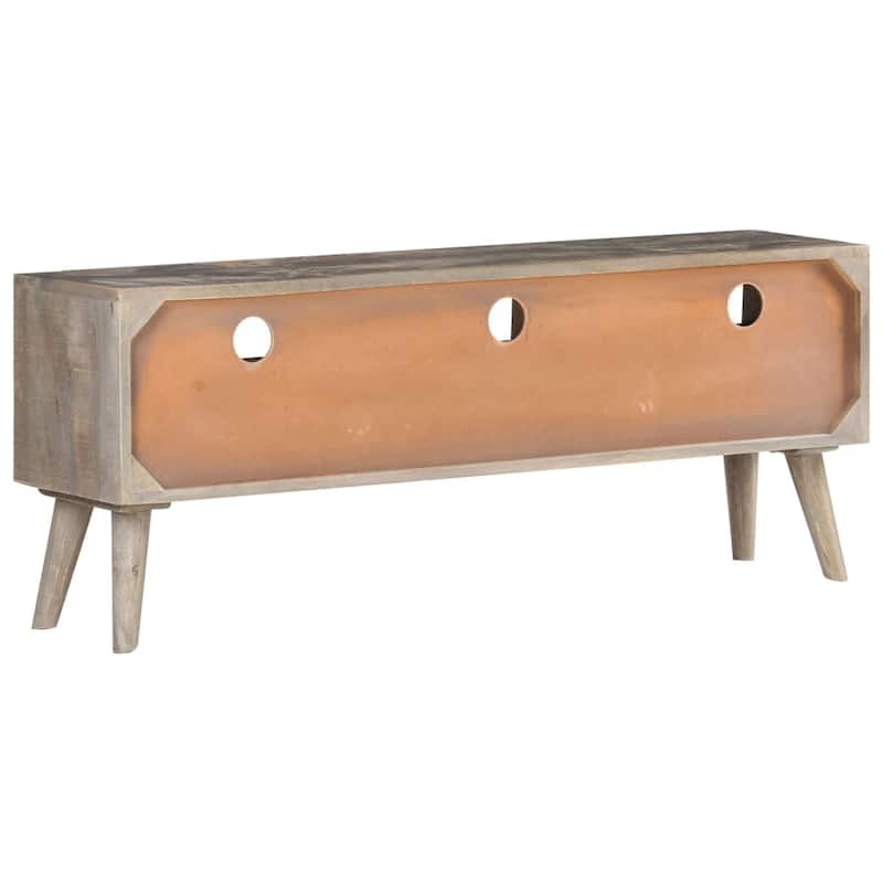 vidaXL TV Stand Gray 51.2"x13.8"x20.1" Solid Rough Mango Wood