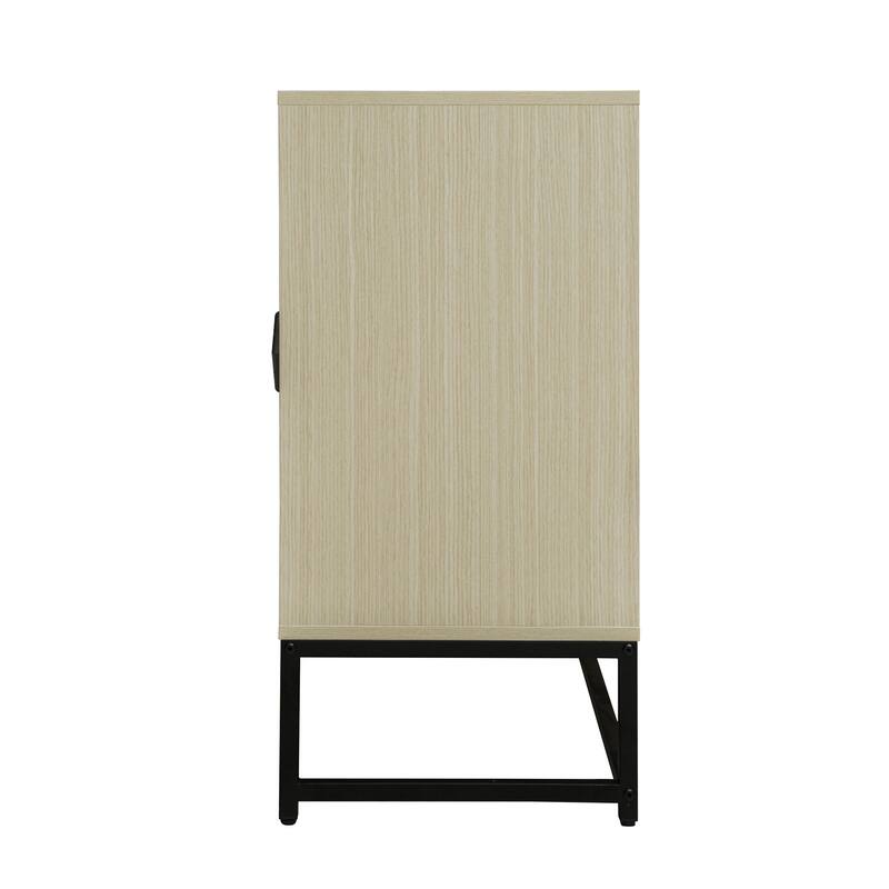 4 Door Sideboard Cabinet with Carved, Kitchen Buffet Cabinet with Storage, Coffee Bar Cabinet with Adjustable Shelf