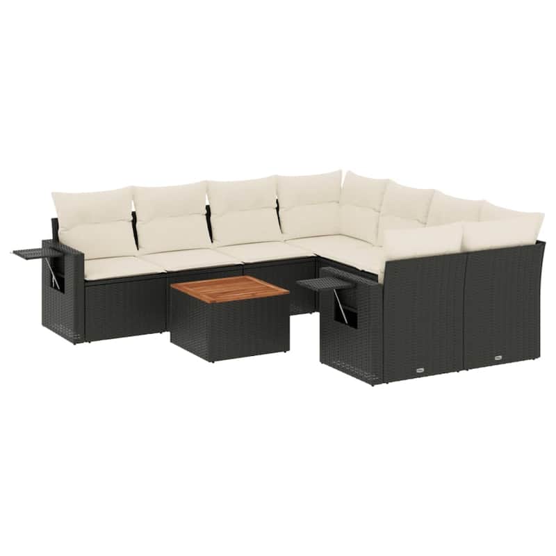 vidaXL Garden Sofa Set Black and Cream - 24.4 x 25.8 x 27.2