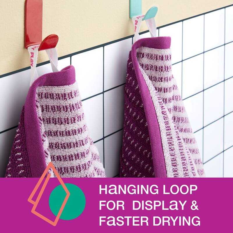 TOWN & COUNTRY PLAY 4-Piece Striped Reversible Terry Brights Washcloth Set, 13x13-Inch, 100% BCI Cotton - 13"x13"