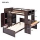 preview thumbnail 20 of 43, Twin Over Twin Size Bunk Bed Wooden Loft Bed with Wardrobe, Desk, Shelves, Safety Guardrail and Ladder