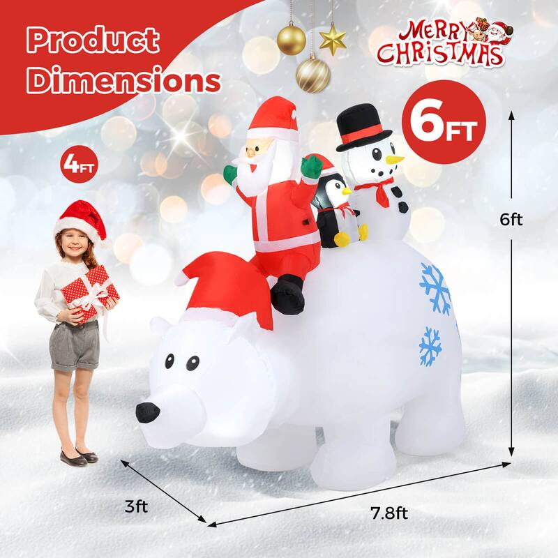 Costway 6 Ft Christmas Inflatable Animated Santa Penguin & Snowman - See Details