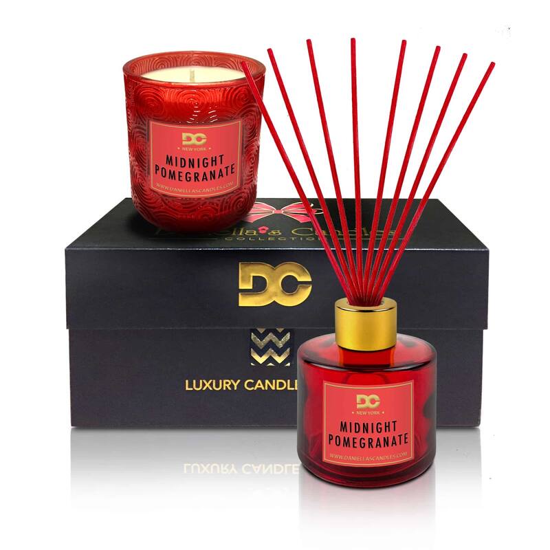 DANIELLA'S CANDLES Reed Diffuser and Candle Gift Set - Midnight Pomegranate