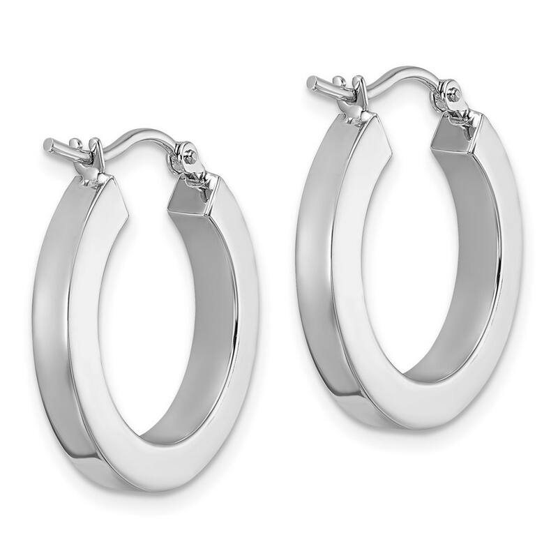 Curata 14k White Gold Polished Square Tube Hoop Earrings - 20x20mm