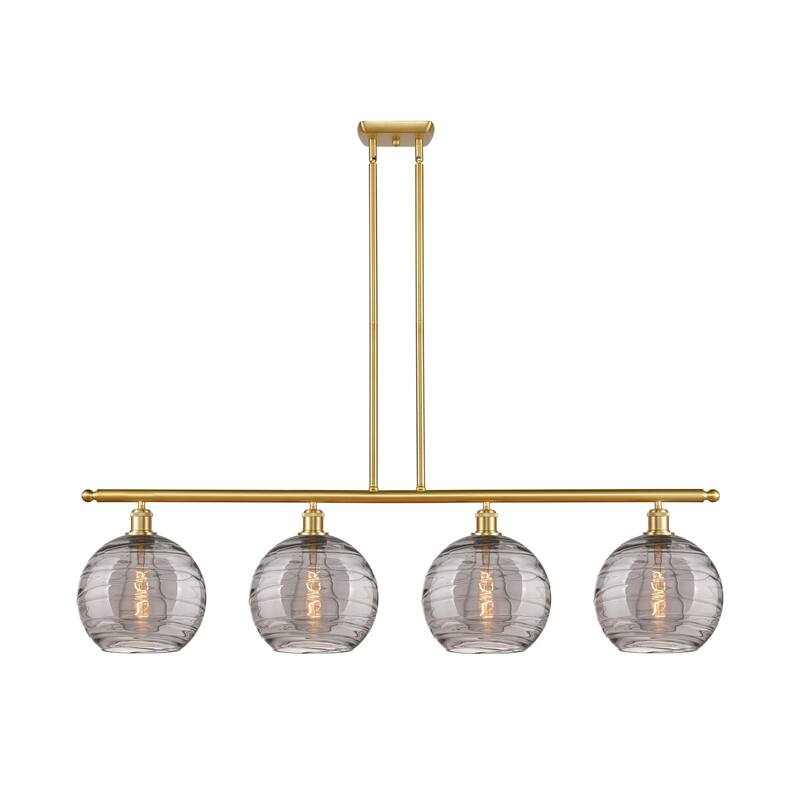 Innovations Lighting 516-4I 12 48 Athens Deco Swirl Chandelier Athens - Satin Gold / Light Smoke Deco Swirl