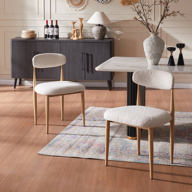Morden Fort Modern Boucle Dining Chairs Armless Chair Set of 2