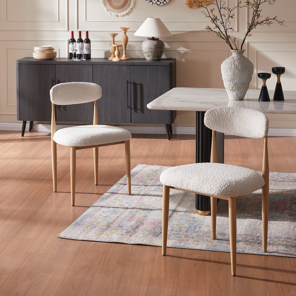 Morden Fort Modern Boucle Dining Chairs Armless Chair Set of 2