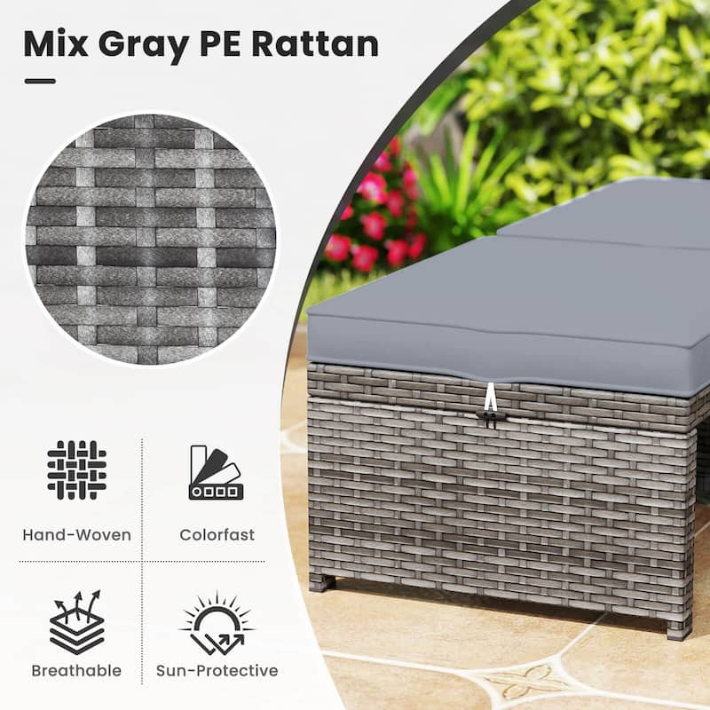 Costway Patio Ottomans Set of 2 PE Rattan Footstools with Removable - See Details