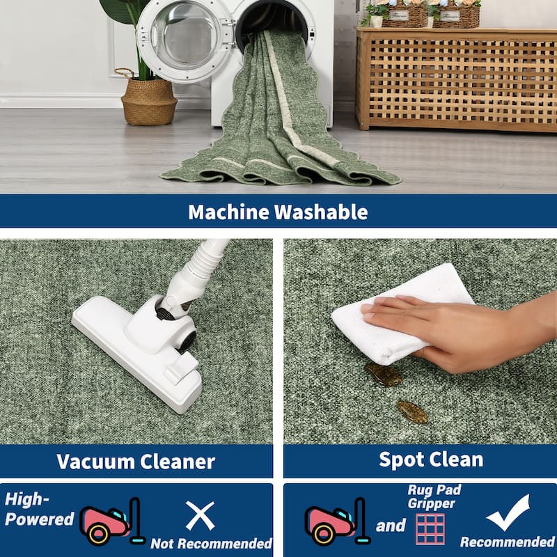 Garvee Scallop Solid Washable Area Rug