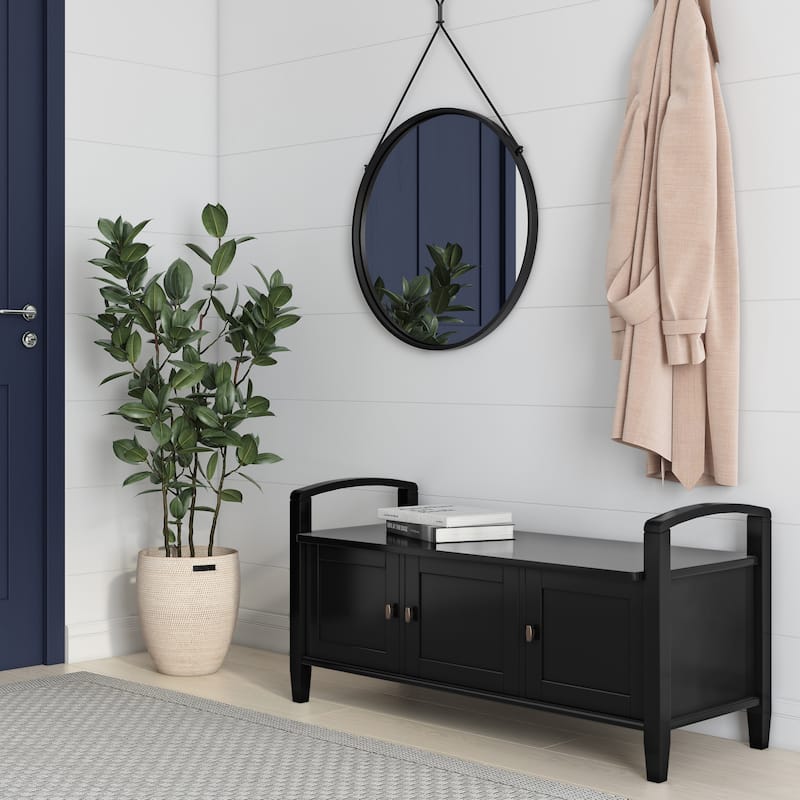 WYNDENHALL Norfolk Solid Wood 44-inch Wide Entryway Storage Bench - 44 Inches wide - Black