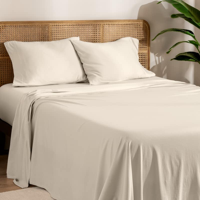 Bare Home Organic Cotton Jersey Sheet Set - Split King - Sand