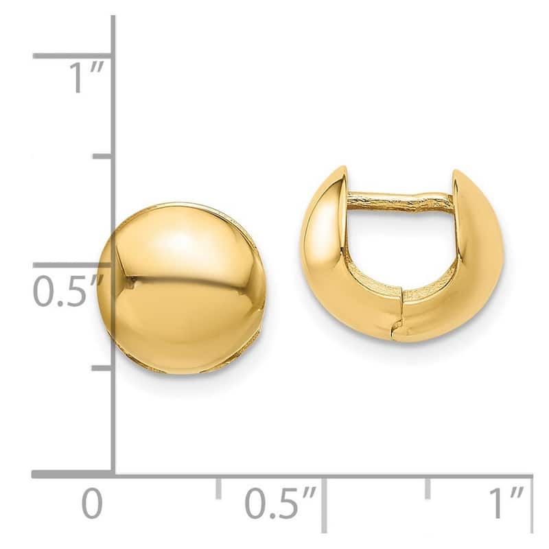 Curata 14k Yellow Gold Polished Round Earrings - 10.95x12.18mm