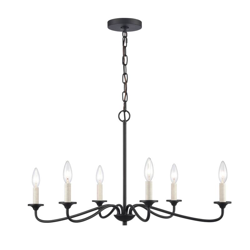 Oval 30" Wide 6-Light Chandelier - Matte Black - 30-inch