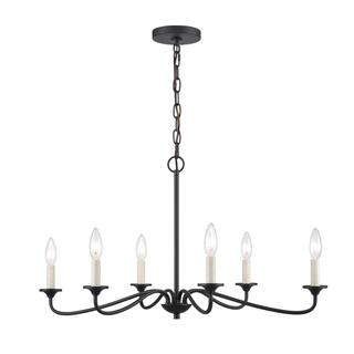 Oval 30" Wide 6-Light Chandelier - Matte Black - 30-inch