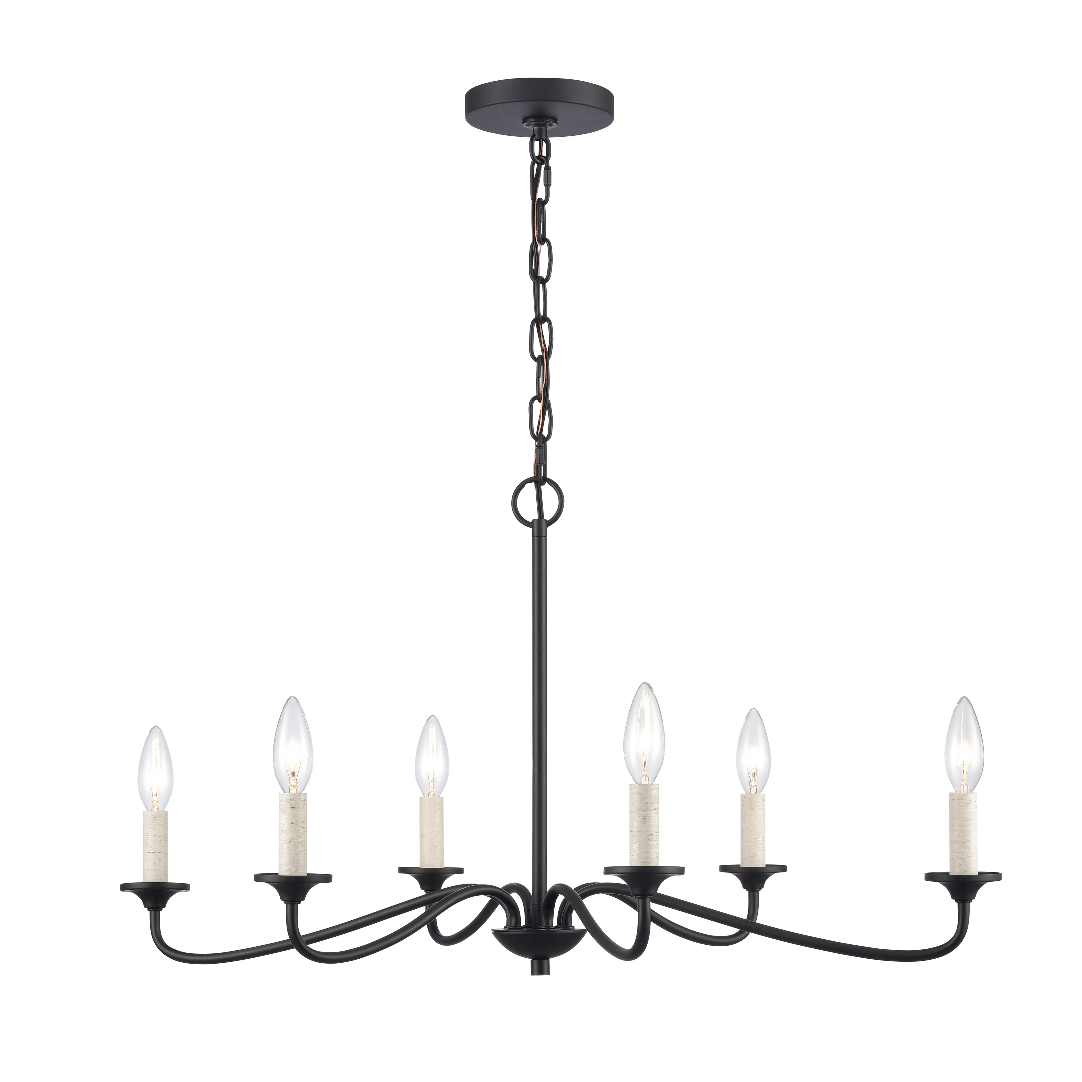 Oval 30" Wide 6-Light Chandelier - Matte Black - 30-inch