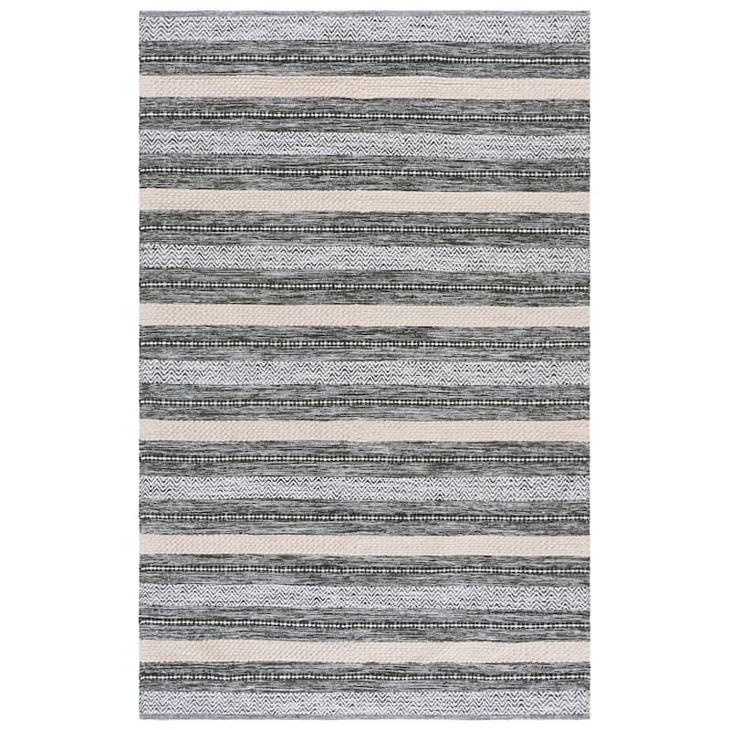 SAFAVIEH Handmade Montauk Robin Casual Cotton Rug - 5' x 8' - Green/Ivory