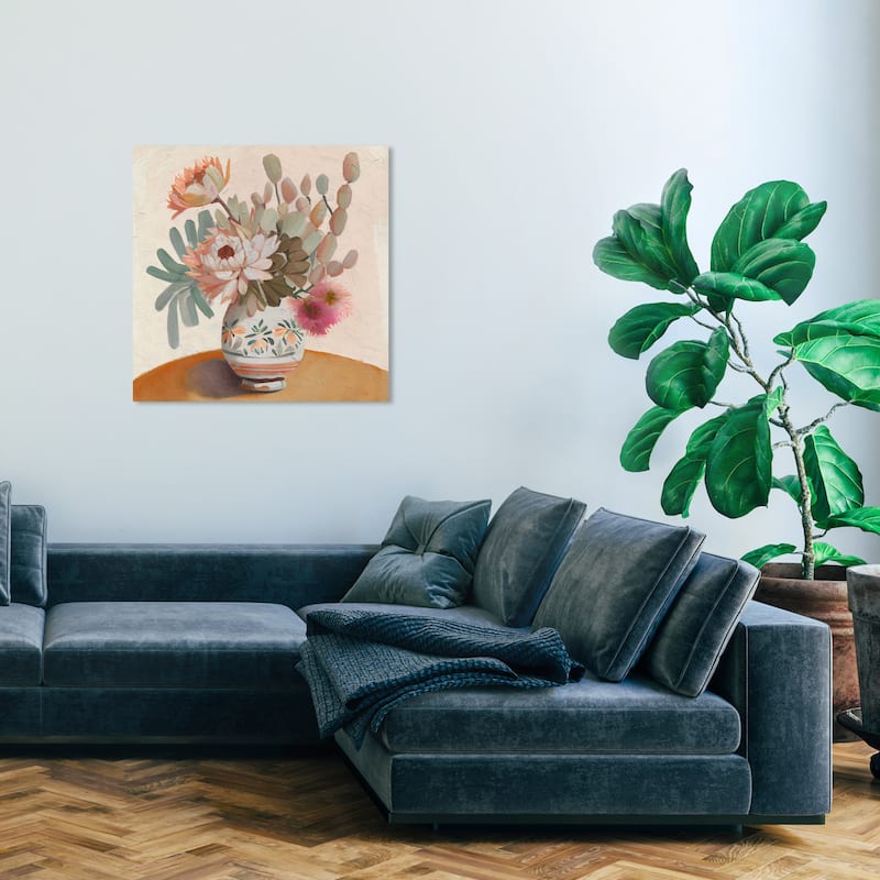 Wynwood Studio Canvas Floral and Botanical Cactus Floral Vase II Pink and Light Pink Traditional Wall Art Canvas Print - 30 x 30