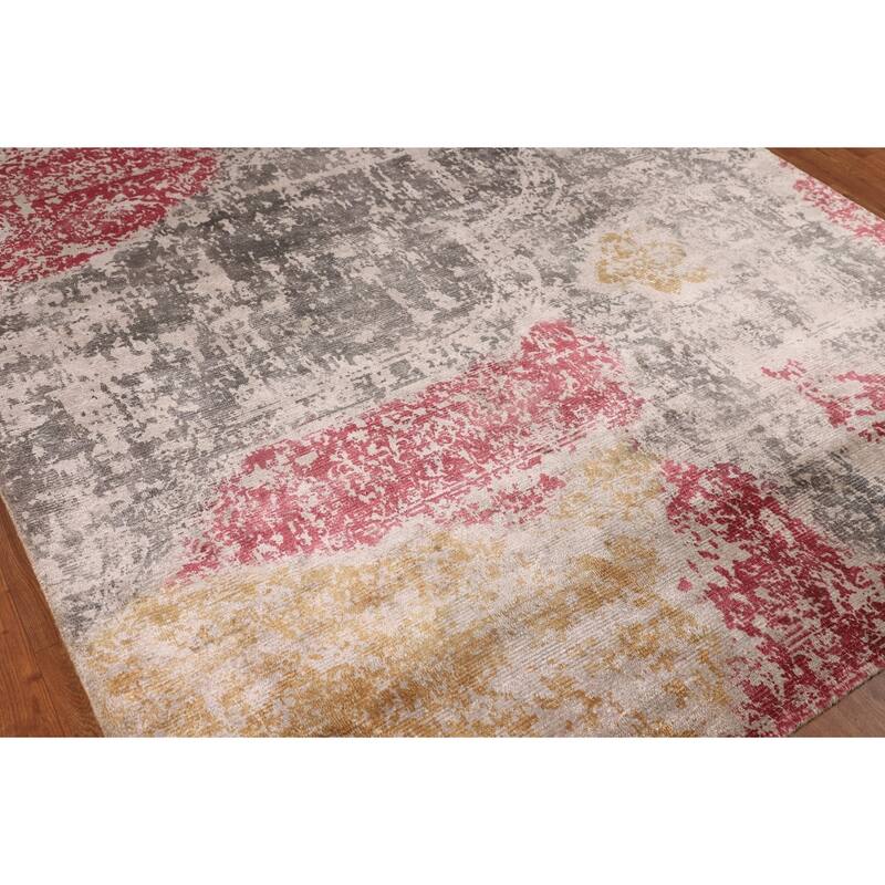 Multicolor Abstract Modern Area Rug Handmade Wool Carpet - 6'7" X 9'7"