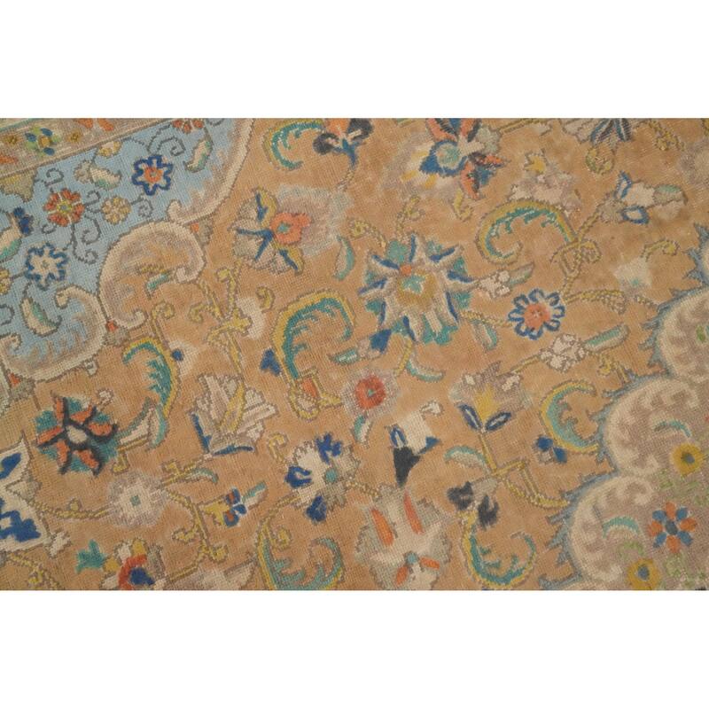 Hand Knotted Oriental 100% Wool Carpet Traditional Floral Oranges & Rust Tabriz Area Rug - 12' 9'' X 9' 9''