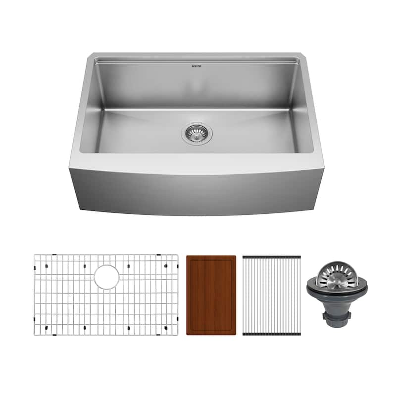 Karran Elite WSA-42-PK1 Apron Front Farmhouse 30" Single Bowl Stainless Steel Workstation Sink