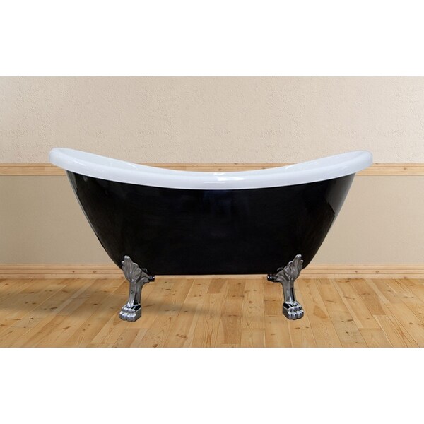 black and white clawfoot tub