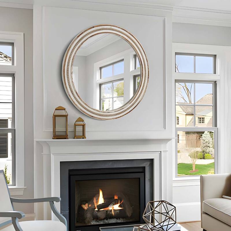 GDF Studio - Elara Beaded Round Decorative Wall Mirror