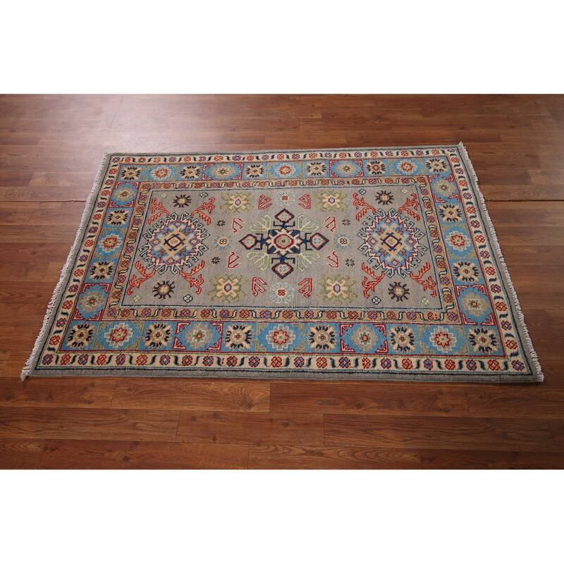 Kazak Oriental Foyer Rug Handmade Wool Carpet - 3'3" x 4'10"