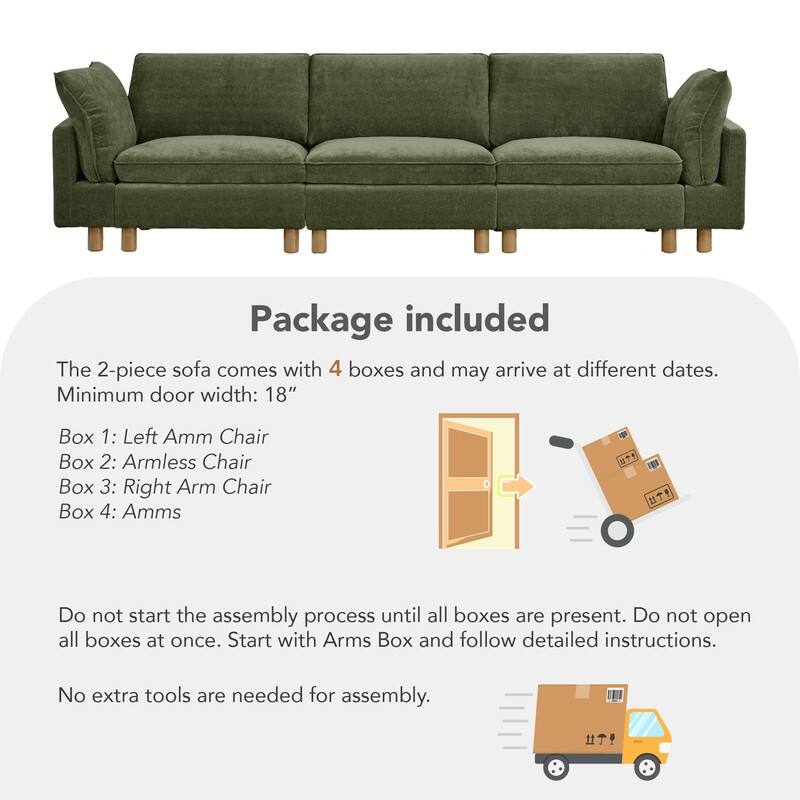 Spruce & Spring Modular Cloud Couch Sofa with Wood Legs for Living Room