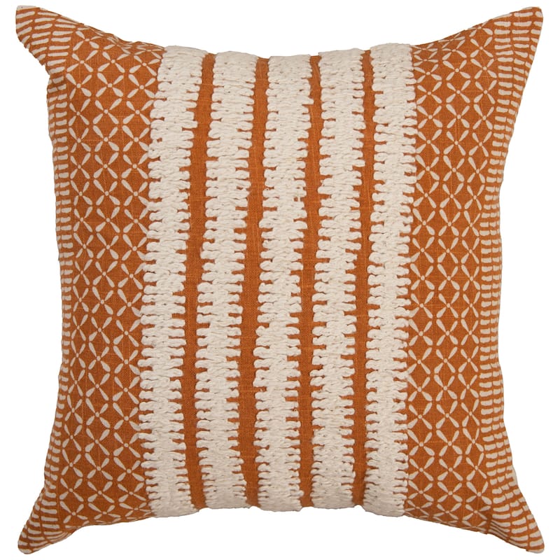 Rizzy Home Textured Stripe Throw Pillow, 20x20 - Cover Only - Orange/ Natural