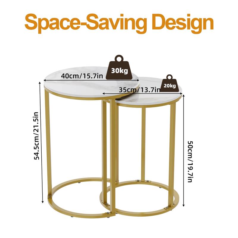 Gold Round Nesting End Table Set of 2