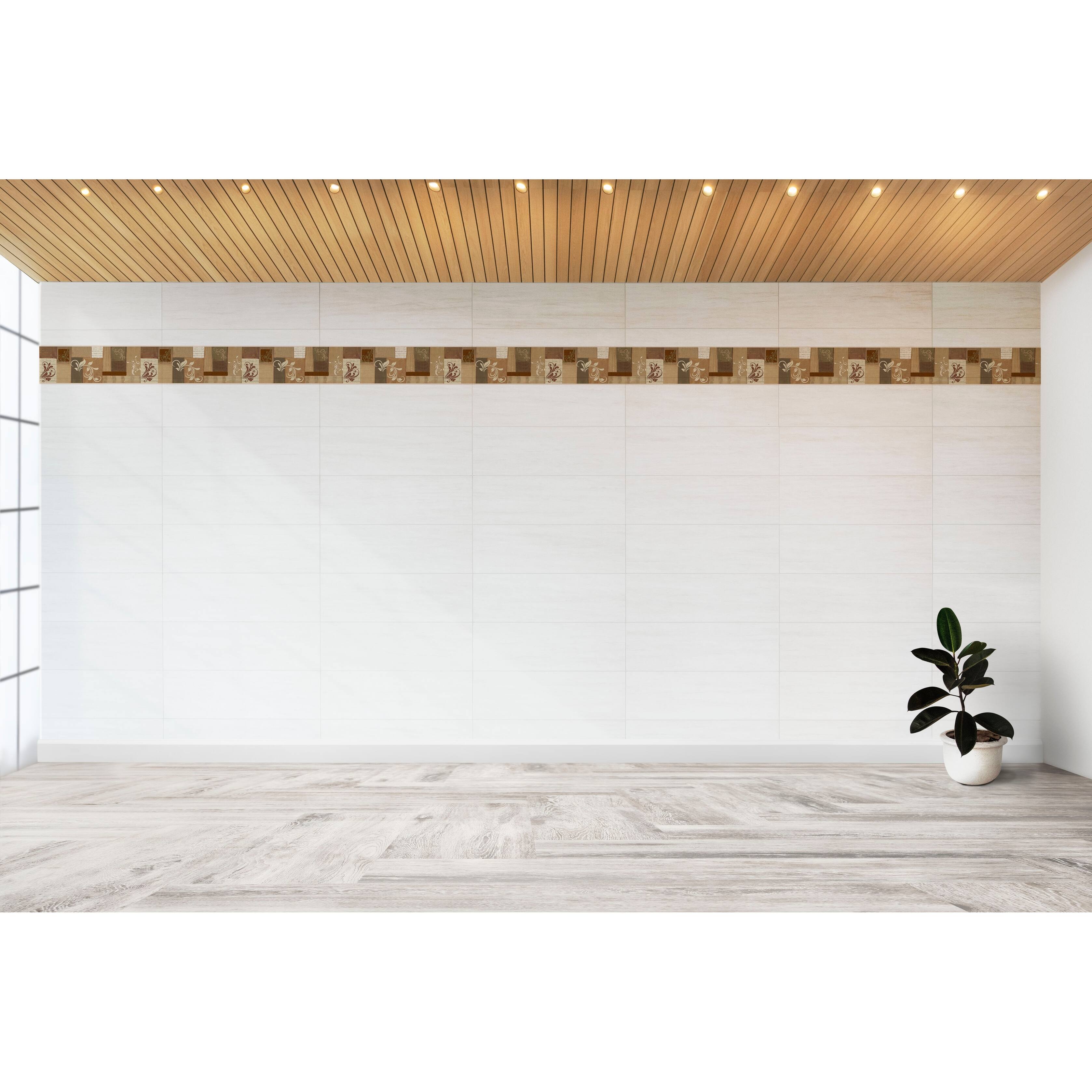 Brown Damask, Mountain, Town Peel and Stick Wallpaper Border 15 ft X 7