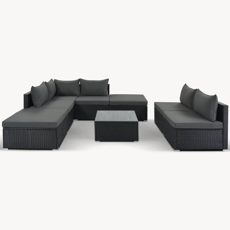 8-Piece Wicker Modular Sectional Sofa Set with Coffee Table
