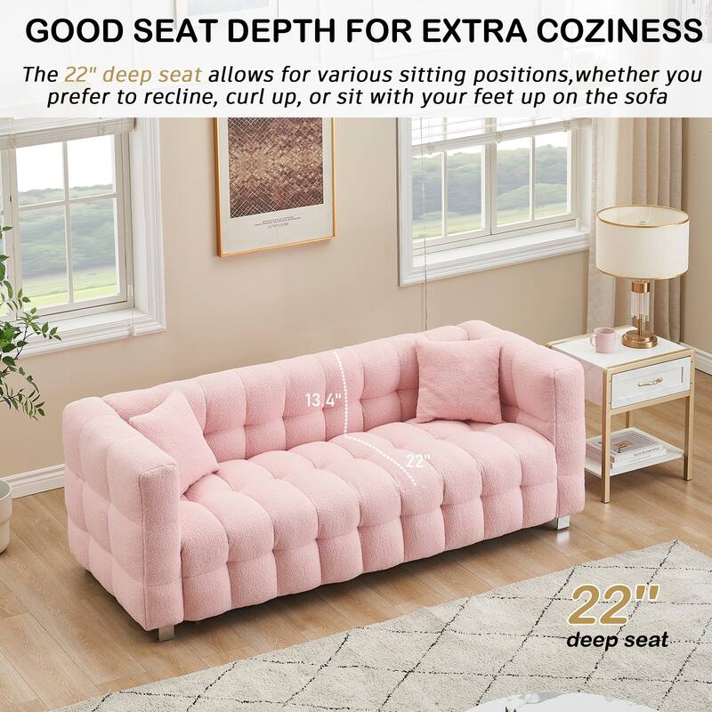 Premium 80-inch Wool Sofa with High-Density Foam Filling and Bonus Cushions