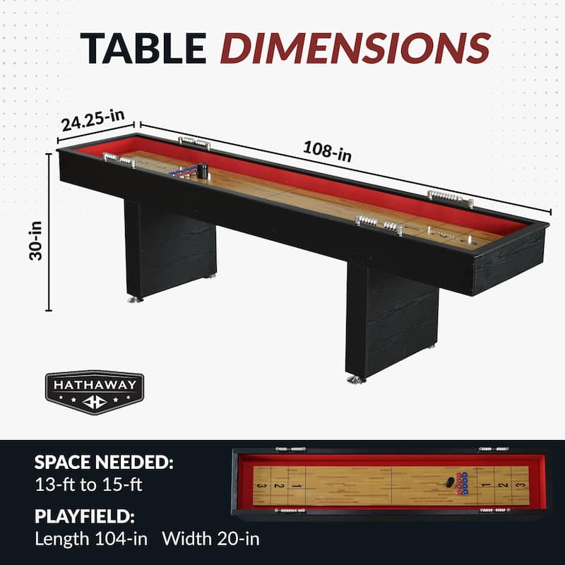 Hathaway Avenger 9-ft Shuffleboard Table - Black Finish