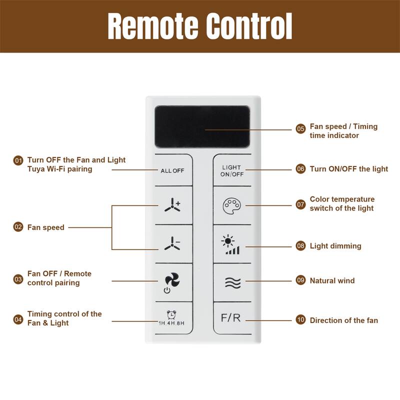 52 Inch Smart Ceiling Fan with Lights & Remote Control