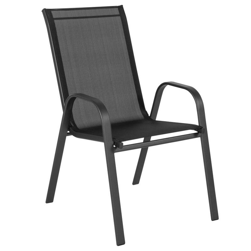 5 Pack Outdoor Stack Chair with Flex Comfort Material - Patio Stack Chair