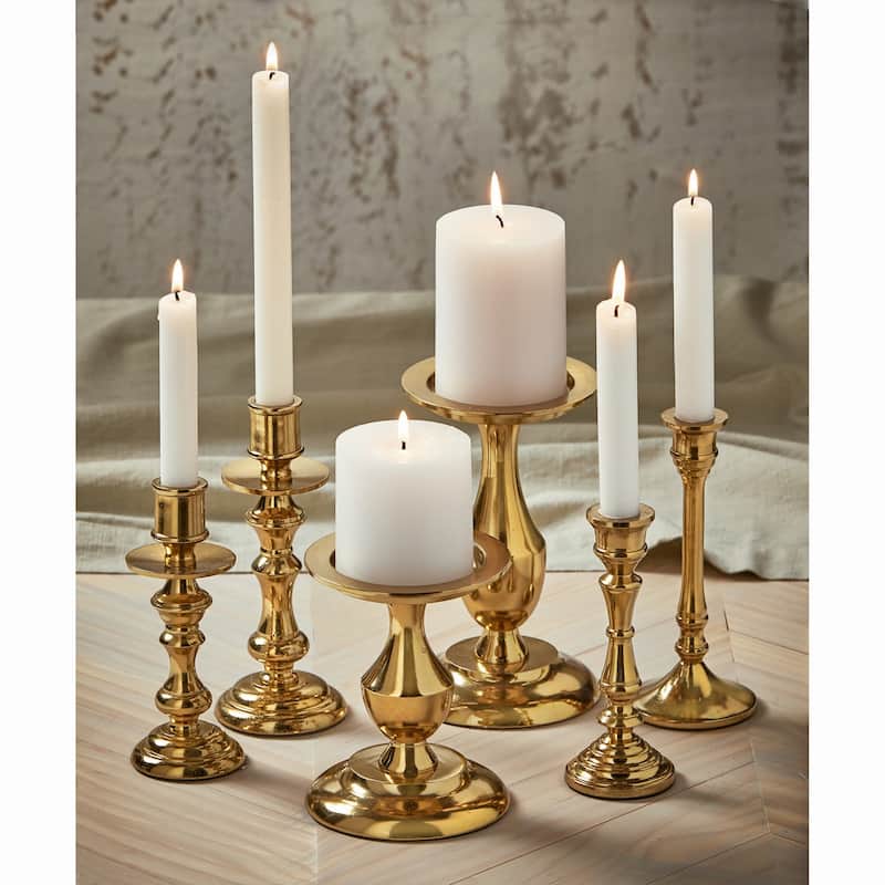 Gold Cast Aluminum Darion Taper Holder Candlestick Small, 2.5L x 2.5W x 6.0H inches