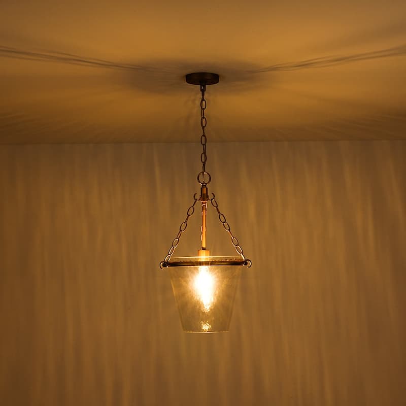 Single-Light Clear Fish-scale pattern Glass Pendant - N/A