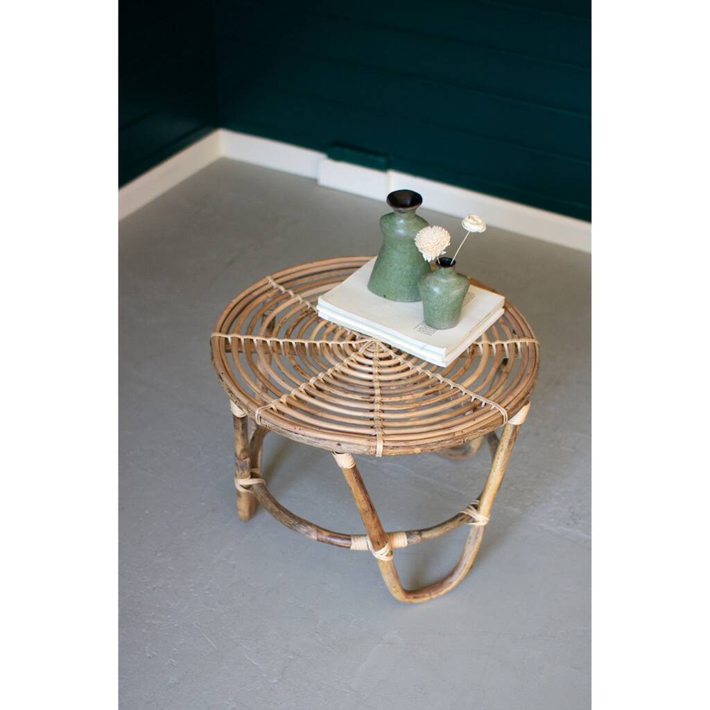 Round Cane Table - 18-inch Tall