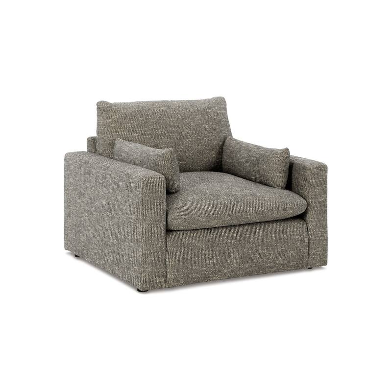 Yezi Armchair, 2 Pillows, Granite Gray Polyester, Reversible Cushions