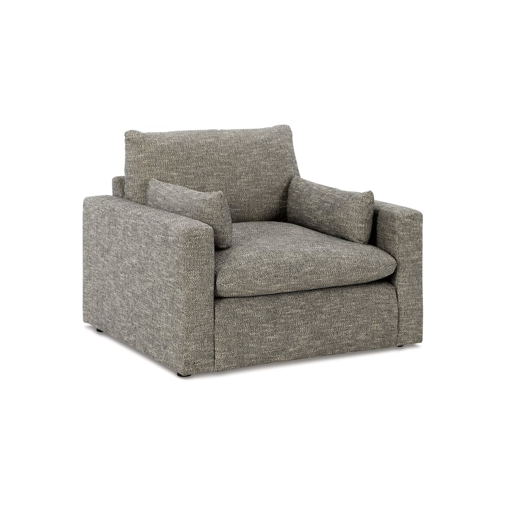 Yezi Armchair, 2 Pillows, Granite Gray Polyester, Reversible Cushions