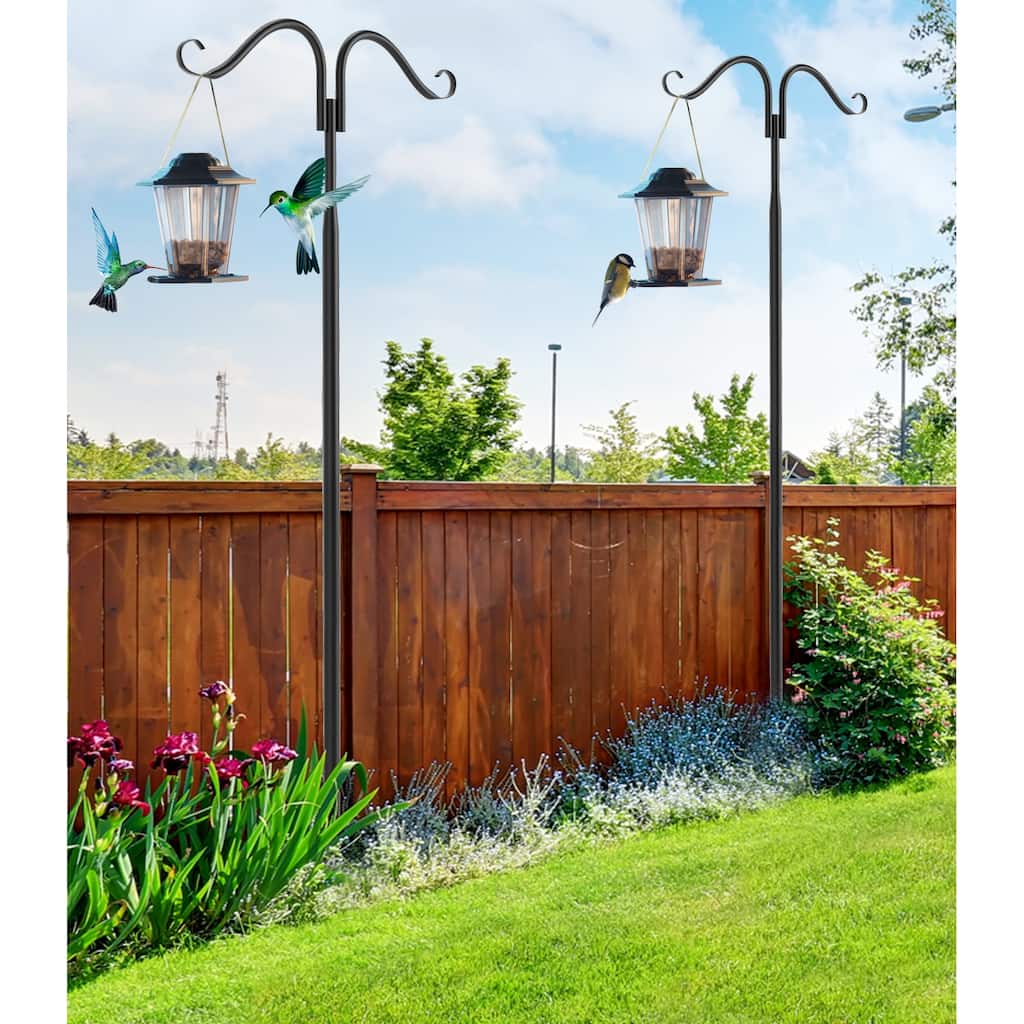 2X Double Shepherds Hooks Outdoor Heavy Duty for Hanging Bird Feeder - 107"