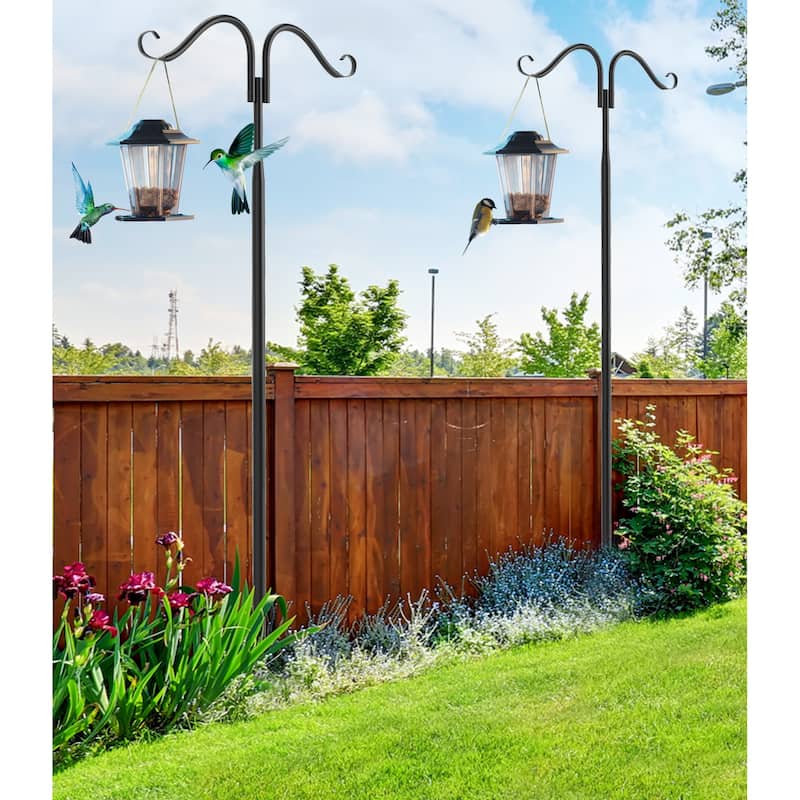 2X Double Shepherds Hooks Outdoor Heavy Duty for Hanging Bird Feeder - 107"