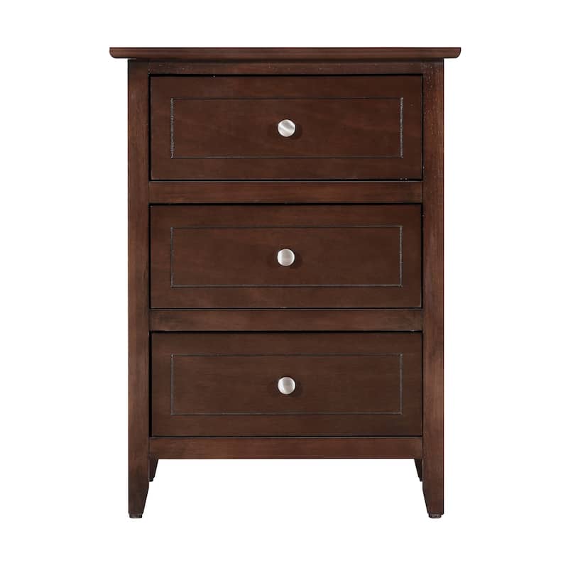 3-Drawer Cappucino Finish Wood Nightstand - 25" - Brown