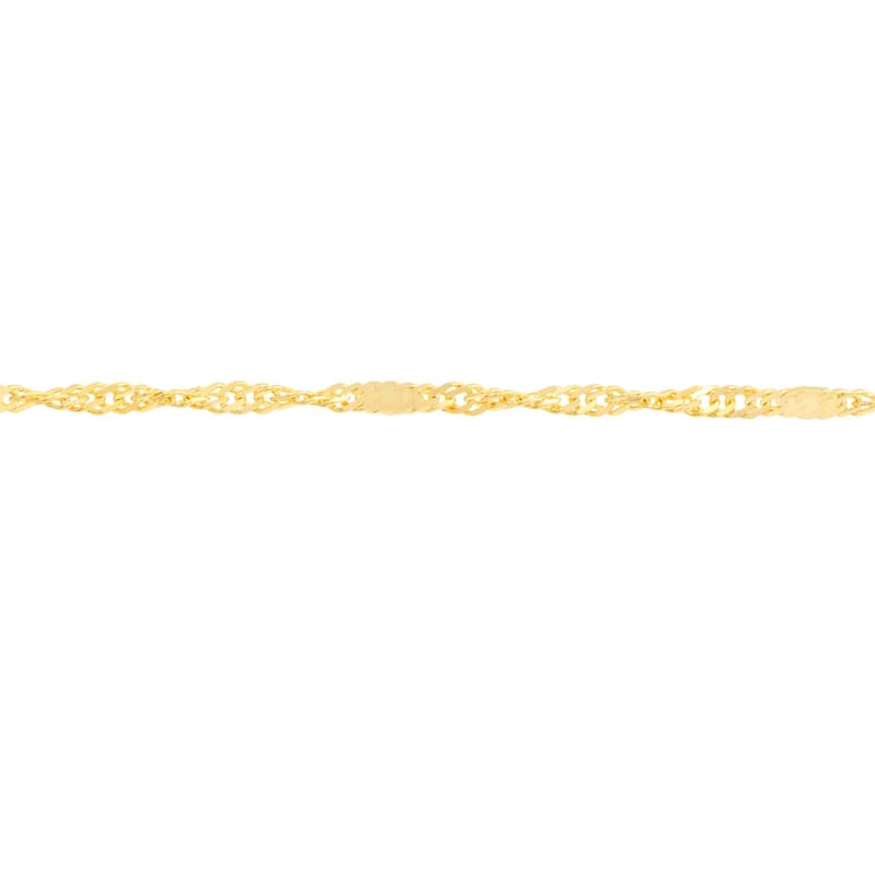Curata 14k Yellow Gold 10" 1.75mm Flat Station Singapore Chain Ankle Bracelet Anklet