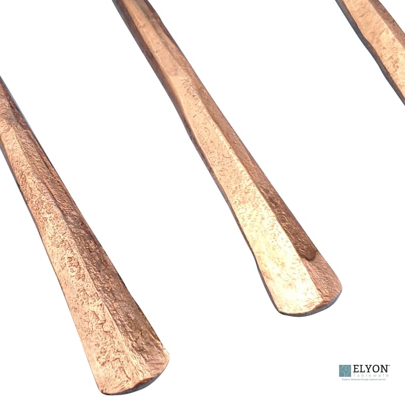 Elyon Seldon Reflective Copper 20 Piece Flatware Set Indian Artisan-Made Set Hand-Forged Stainless Steel Service for 4